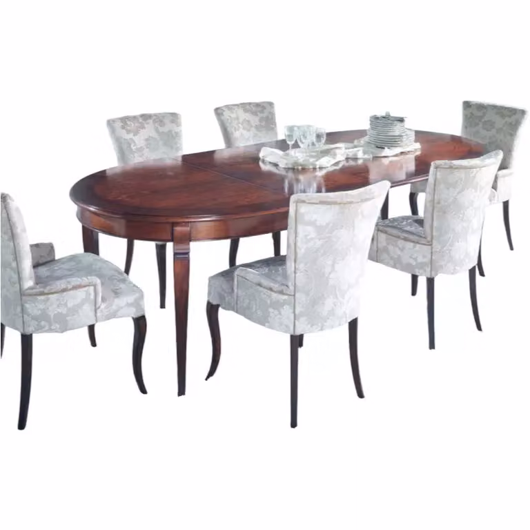 Tavolo ovale allungabile classico in legno con intarsio floreale Mobili 2G marrone L: 160 cm, P: 110 cm, H: 77 cm