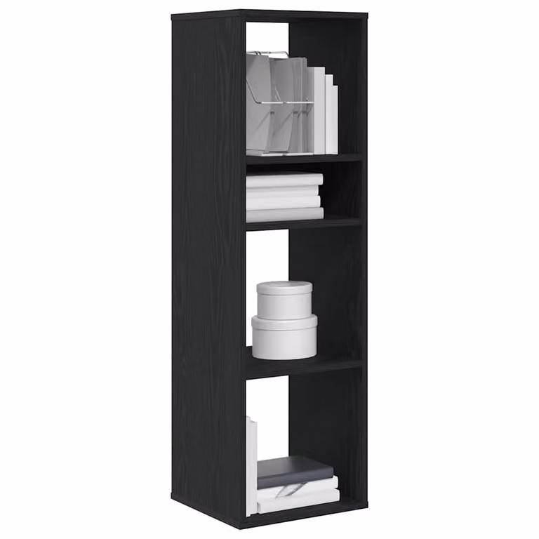 Libreria moderna vidaXL in legno nero con pannello posteriore L 34 cm, P 31 cm, H 112 cm