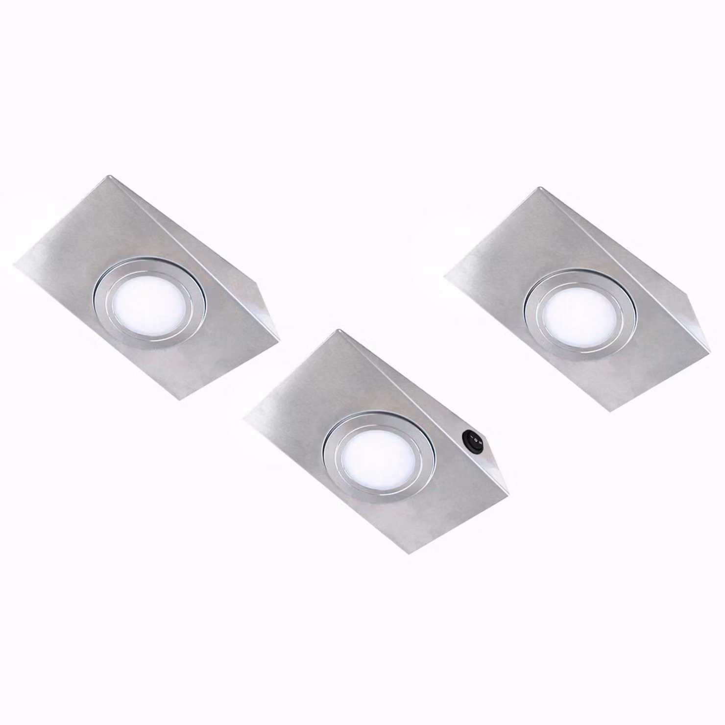 Evotec 3x lampada LED da mobili Keili interruttore 2 step, Alluminio / Grigio / Zincato, Cucina, Alluminio, Moderno, Lampade per mobili