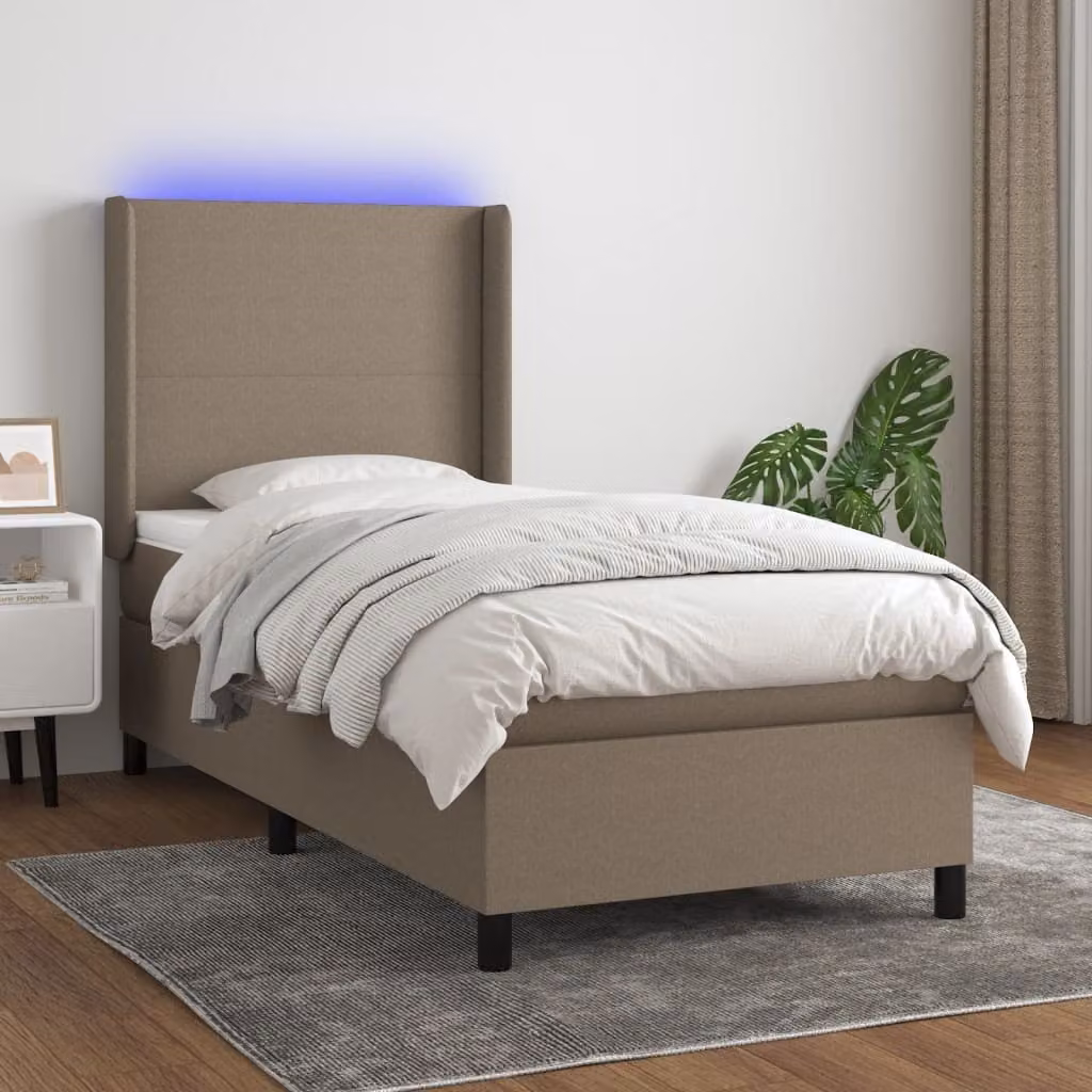 Maison Exclusive - Letto a Molle con Materasso e LED Tortora 80x200 cm in Tessuto