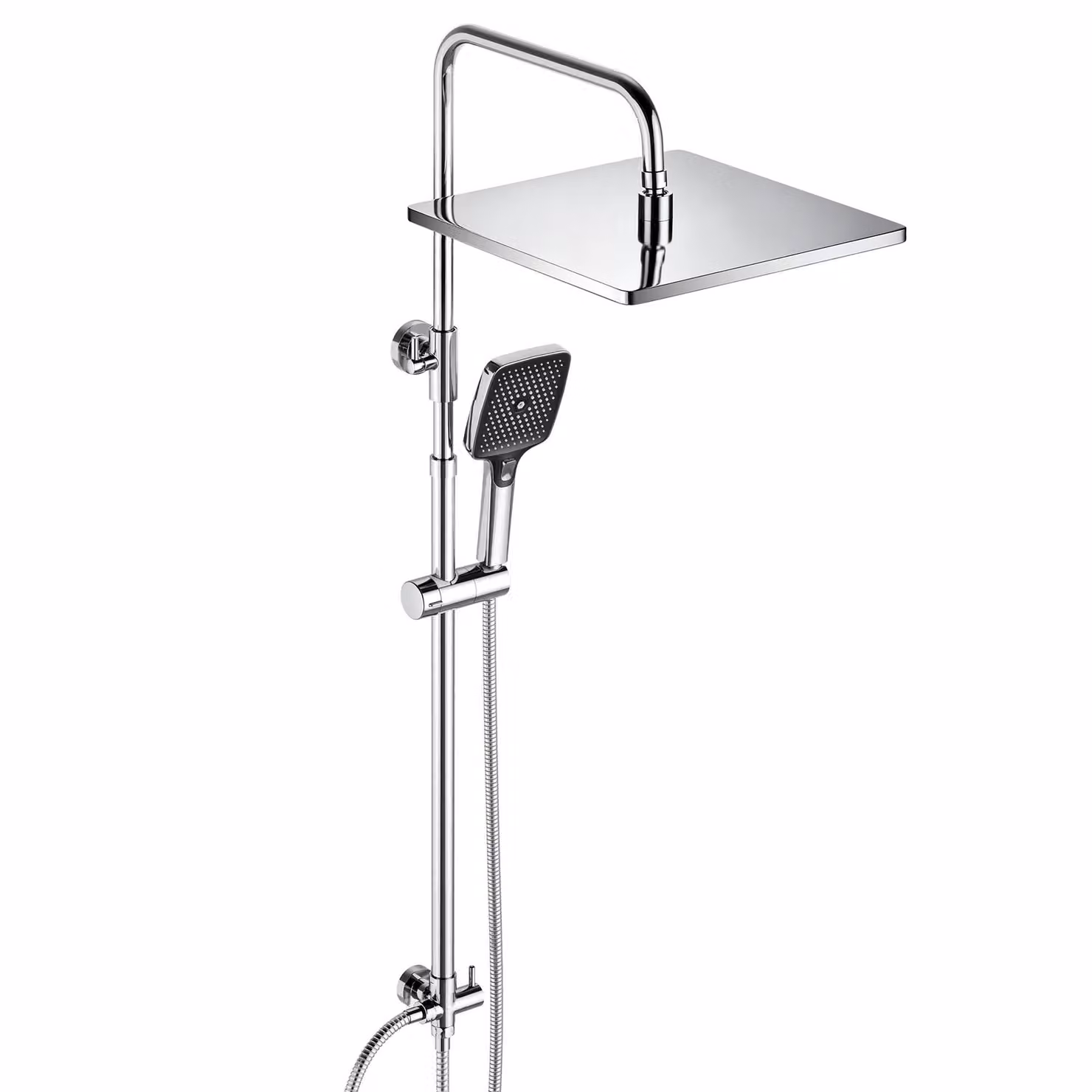 Sistema doccia in acciaio inossidabile JOHO con soffione a pioggia, dimensioni 30x30 cm, finitura cromata, senza miscelatore