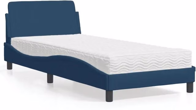 Letto con Materasso Dover blu e bianco in tessuto e legno vidaXL L/P: 200 x 80 cm