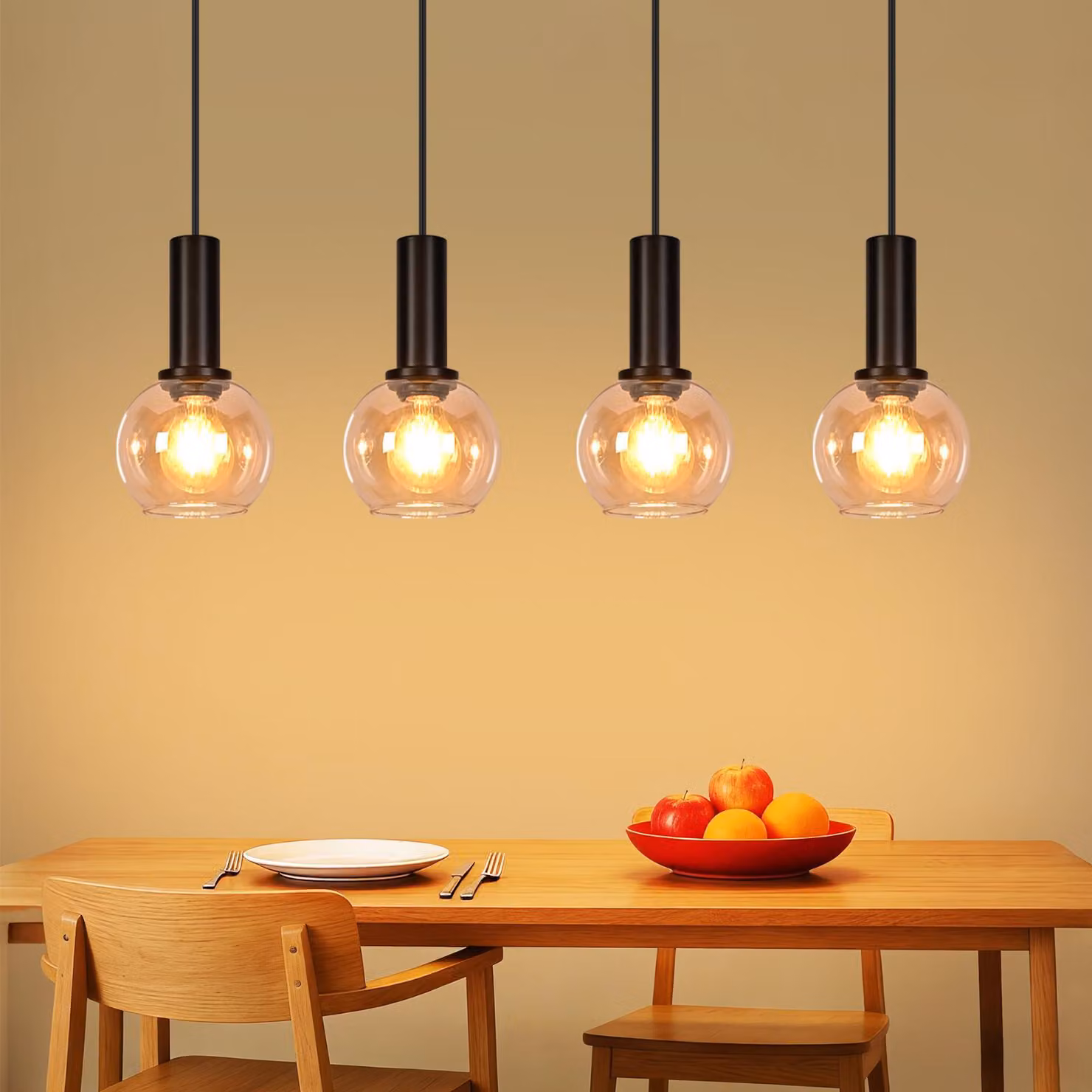ZMH Lampada a sospensione per tavolo da pranzo, lampada a sospensione in vetro, lampada vintage a 4 luci, lampada da sala da pranzo a sospensione, lampada da tavolo da pranzo retrò, lampada a sospensione regolabile in altezza, lampada a sospensione E27