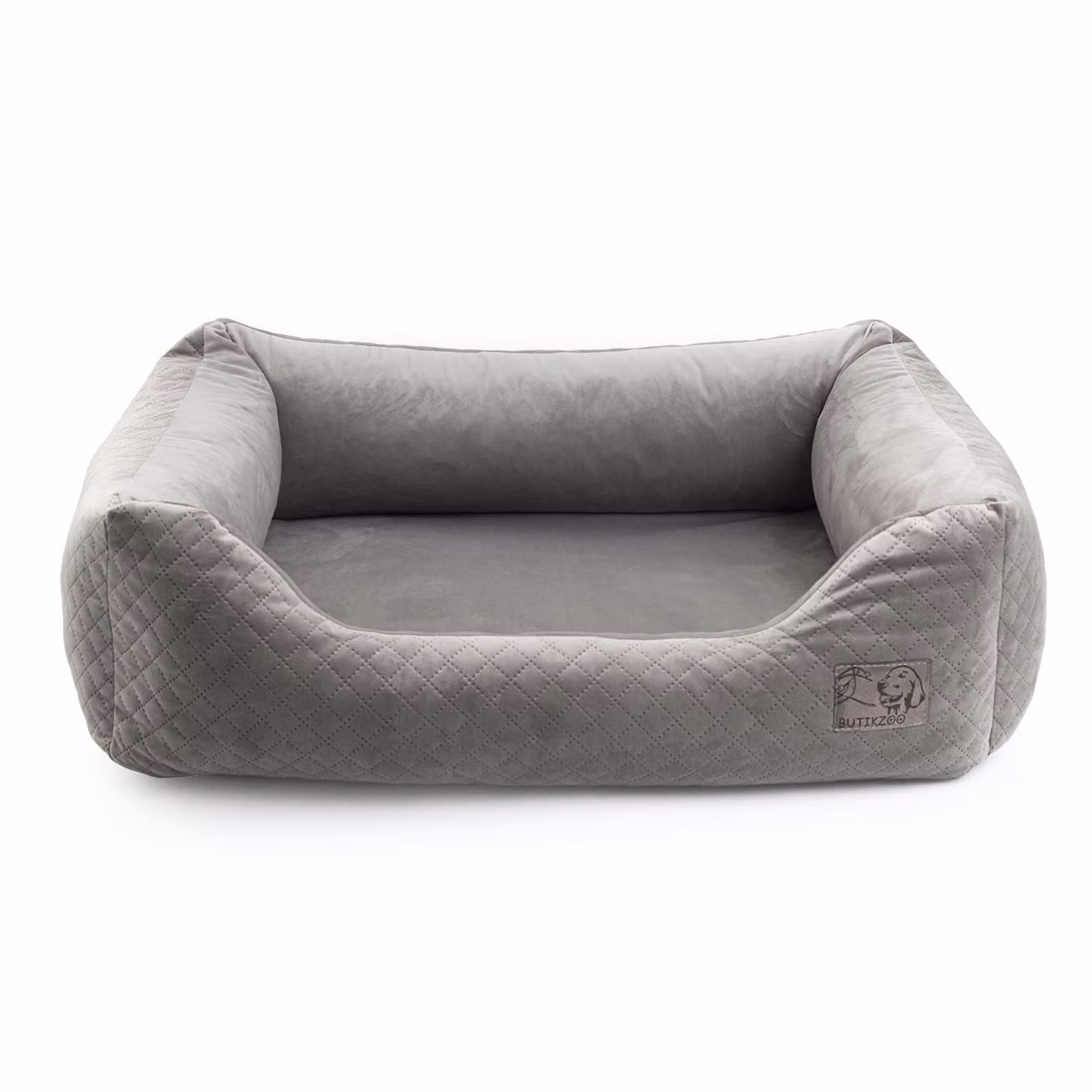 Esclusivo letto per cani | Letto per cani, cesto per cani con cuscino | Divano per cani di piccola taglia | Grande: S - 63 x 55 x 19 cm | Colore: grigio velluto