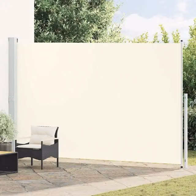 Tenda Laterale Retrattile per Patio e Balcone in Poliestere e Acciaio, L: 500 cm, H: 220 cm, Colore Crema