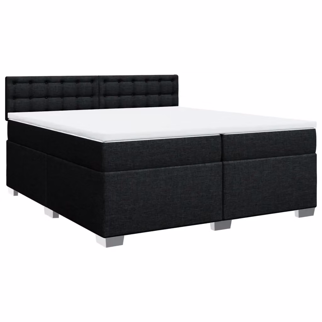 Letto Ibrido vidaXL con Giroletto a Molle e Materasso in Tessuto Nero e Bianco L/P: 200 x 200 cm – 2