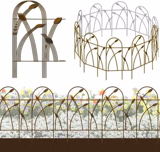 Pannelli decorativi in metallo per recinzioni da giardino - Resistenti alle intemperie e durevoli - 82 cm (A) x 50 cm (L) (10 pezzi, lunghezza totale 4,9 m)