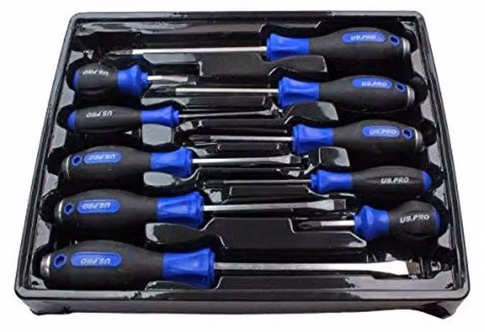 Set di 10 cacciaviti con punte magnetiche