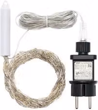 Filo Argento 300 luci - MICROLED Bianco caldo e Bianco freddo (1 + 4 mt) Cascata 15 fili 1 Gioco di luce XMAS KING IP44 74569