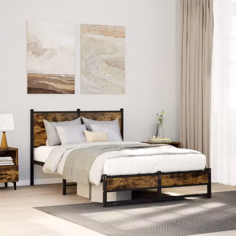 Giroletto in metallo vidaXL senza materasso colore marrone L 120 cm x P 200 cm