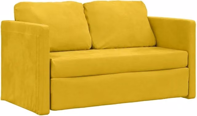 Divano letto | Sof¨¤ letto | Letto singolo da Terra 2 in 1 Giallo Scuro 122x204x55 cm Velluto