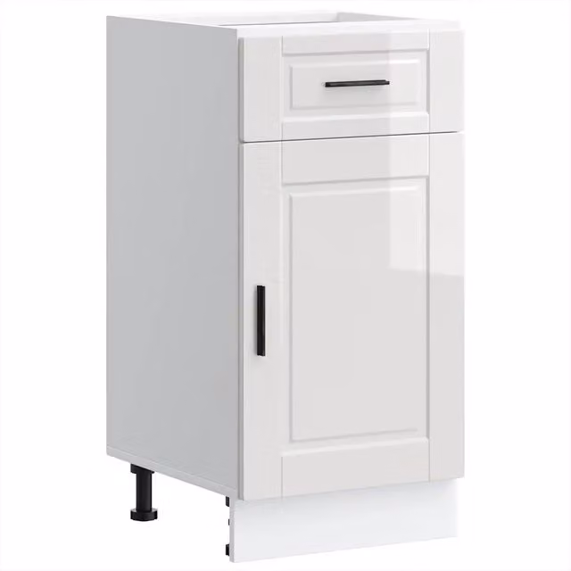 Mobile da cucina Porto HELLOSHOP26 in legno composito bianco lucido stile moderno L/P/H: 40 x 46 x 81,5 cm