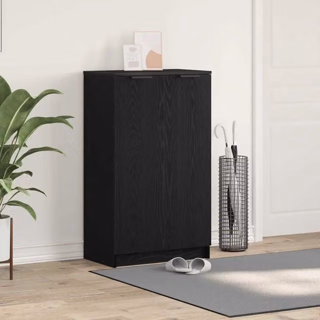 Mobile porta scarpe moderno vidaXL con ante a battente in nero opaco L: 59 cm, P: 35 cm, H: 100 cm – 1