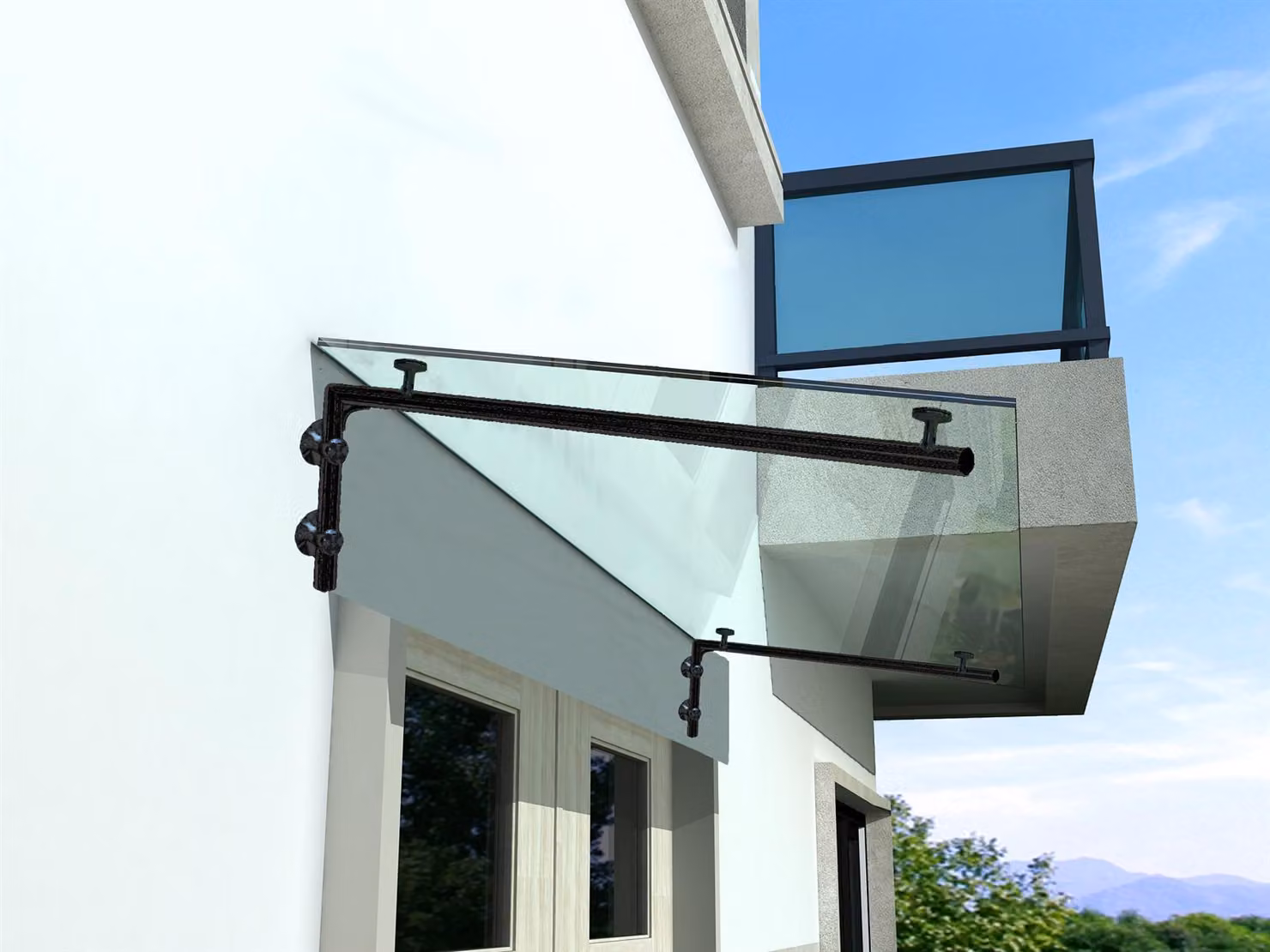 Glaswerk Westfalen - (L) 180x90 cm, tettoia in vetro trasparente, completa di supporti SW