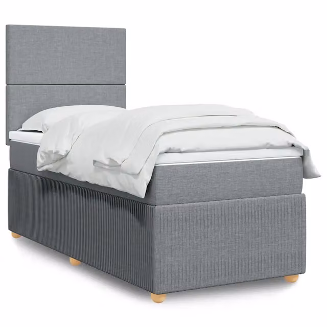 Letto Ibrido vidaXL con Giroletto a Molle e Materasso Grigio Chiaro e Bianco L/P: 80 x 200 cm