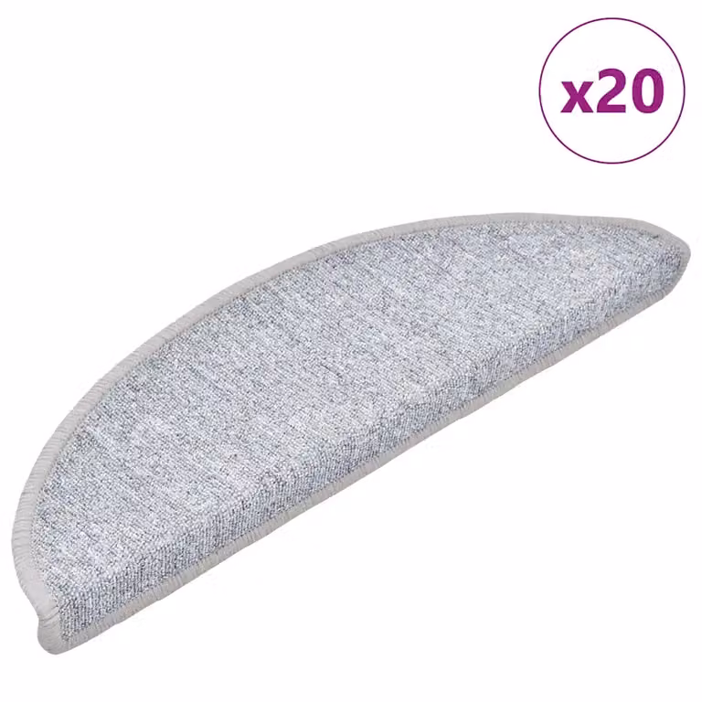 Set di 20 tappetini per scale semicircolari vidaXL, colore grigio chiaro, antiscivolo e fonoassorbenti, L: 56 cm, P: 17 cm, H: 3,5 cm