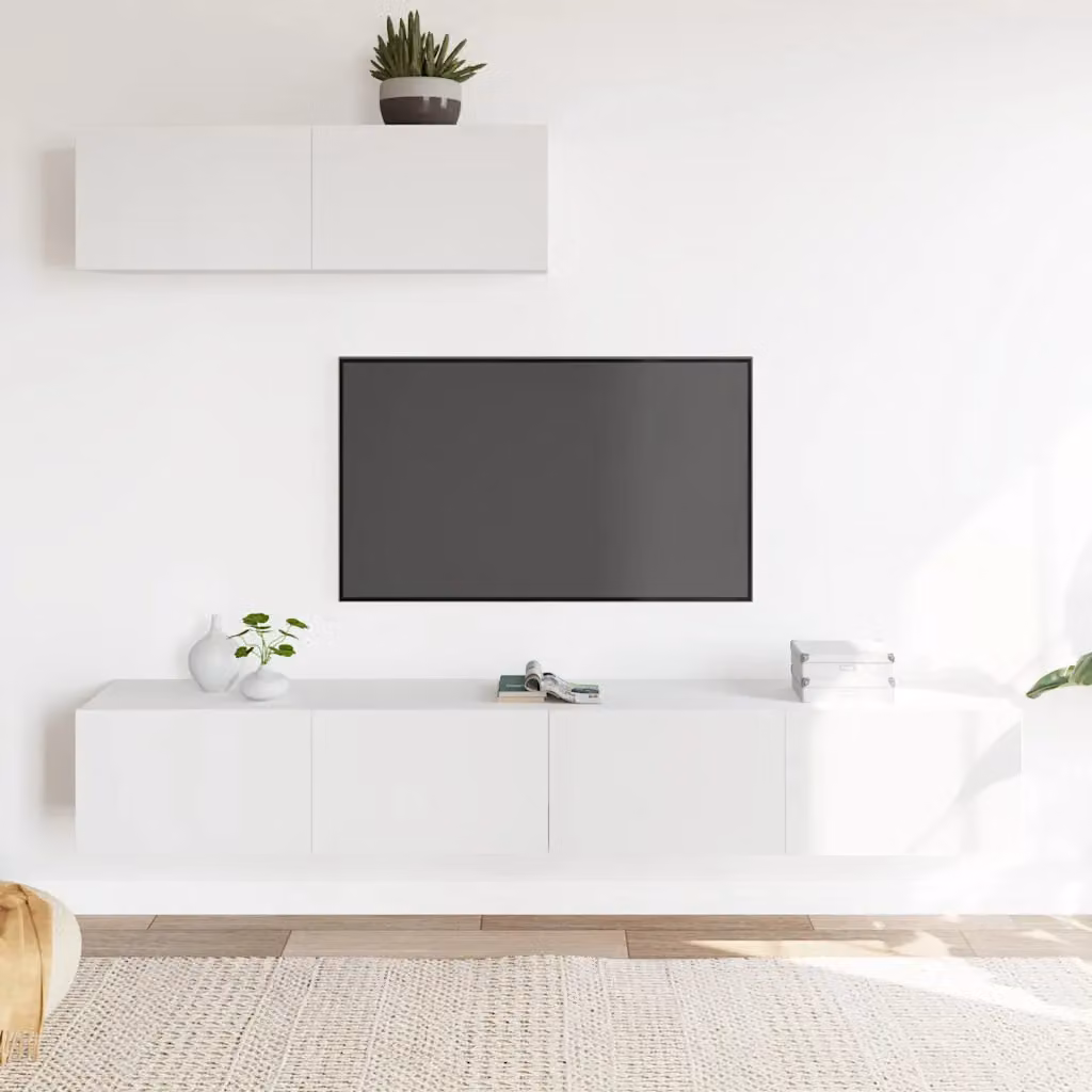 Set di mobili porta TV da 3 pezzi vidaXL in legno MDF bianco per soggiorno