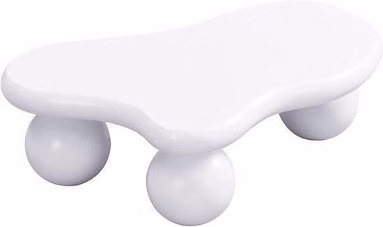 Tavolino da soggiorno a forma di nuvola - 95x62,5x32 cm - Illuminazione LED - 16 colori - Gambe rotonde - Ideale per soggiorni, uffici e camere da letto - Bianco