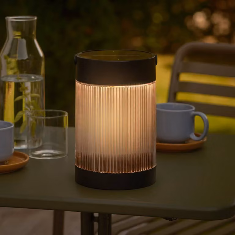 Nordlux Lampada da tavolo a energia solare Coupar, nera, in plastica, IP44 dimmerabile, Nero, Plastica, Lampade solari