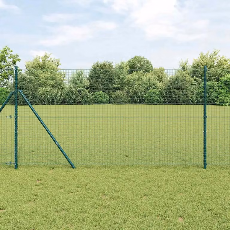Recinzione a rete saldata da fissare a terra vidaXL in acciaio verde L: 10 m, H: 1,4 m