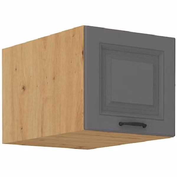 Armadietto superiore con anta a battente SOPHIA - larghezza 40 cm, grigio / rovere artisan