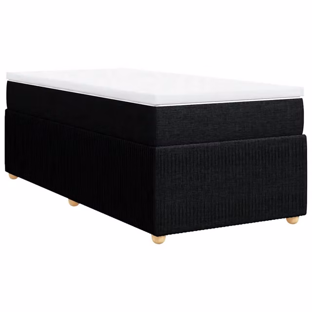 Letto singolo | Letto per adulti | Giroletto a Molle con Materasso Nero 90x190 cm in Tessuto