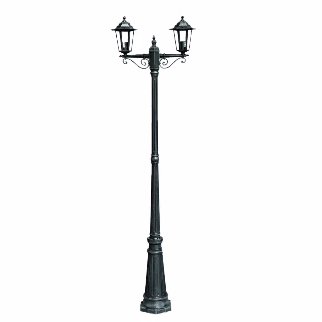 Lampione da giardino a 2 bracci vidaXL in alluminio e vetro, colore verde scuro e nero, Altezza: 215 cm – 2