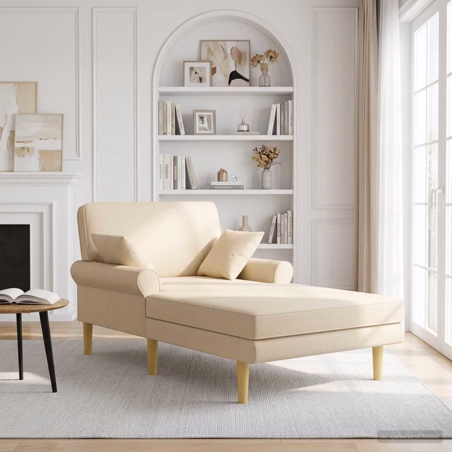 vidaXL Chaise longue moderna a forma a L in tessuto beige con cuscini inclusi e coperture rimovibili L: 174 cm, P: 106 cm, H: 86 cm