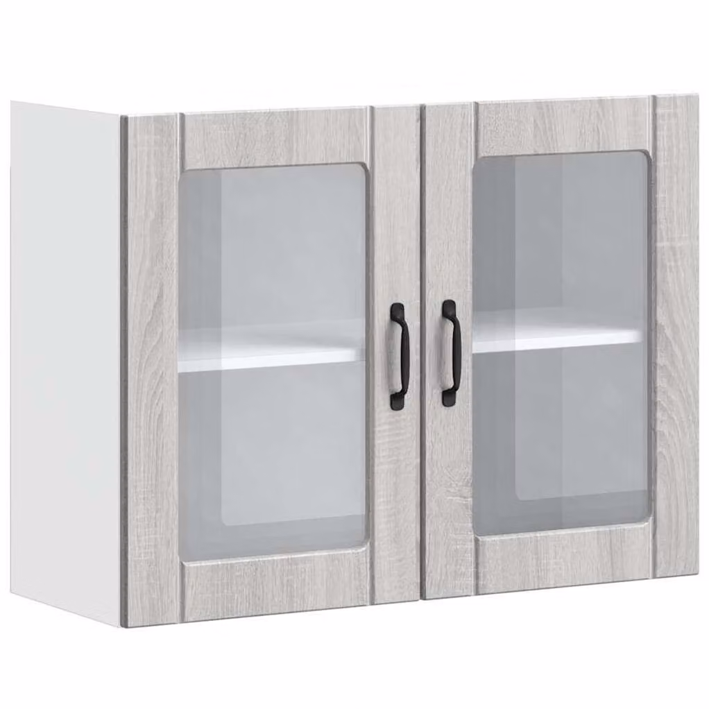 Pensile da Cucina con Porta in Vetro Lucca Grigio Sonoma