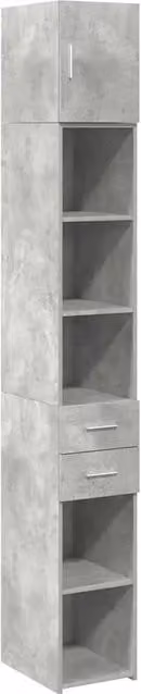 Mobiletto da bagno moderno HELLOSHOP26 in legno composito grigio opaco con ante e cassetti, sospeso, L/P/H: 30 x 42,5 x 225 cm – 1
