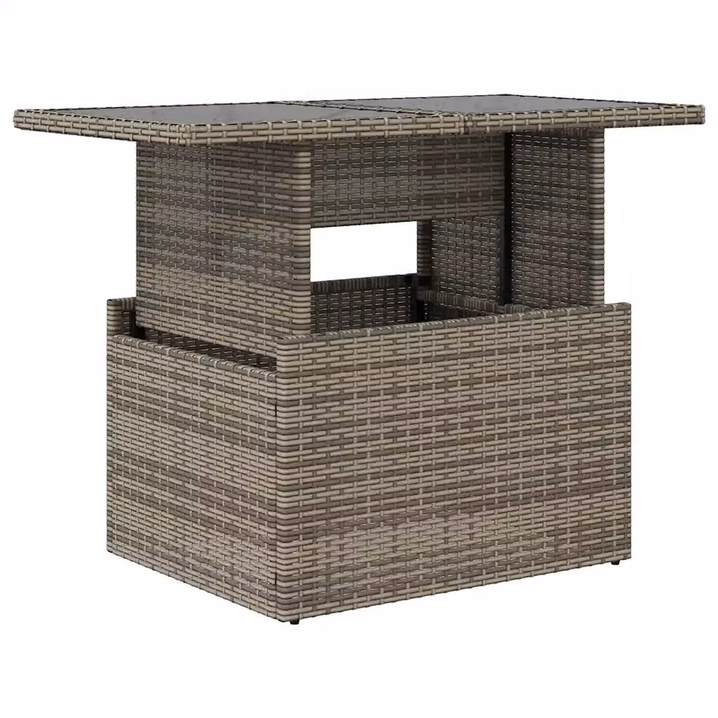 Tavolo da giardino moderno vidaXL in polyrattan grigio con piano in vetro, L: 100 cm, P: 55 cm, H: 73 cm – 2