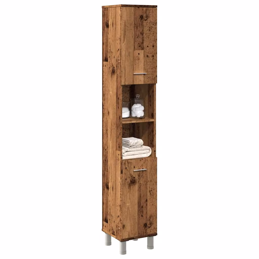 Mobile da bagno vidaXL in legno stile rustico color marrone L/P/H: 30 x 30 x 179 cm