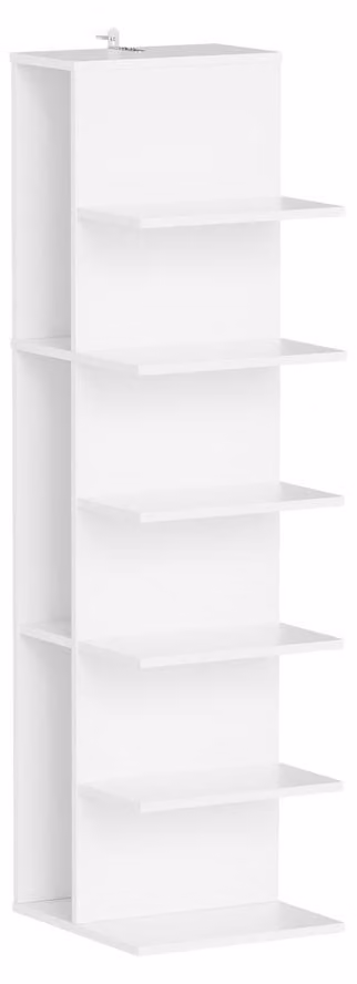 SoBuy Scaffale Angolare Libreria Bianca L 7 Ripiani Moderno Minimalista con Staffa Parete Libreria alta e stretta STR14-W