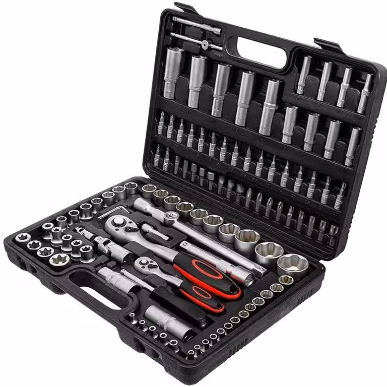 Set di chiavi a cricchetto, Acciaio al carbonio resistente, set da 108 pezzi, nero