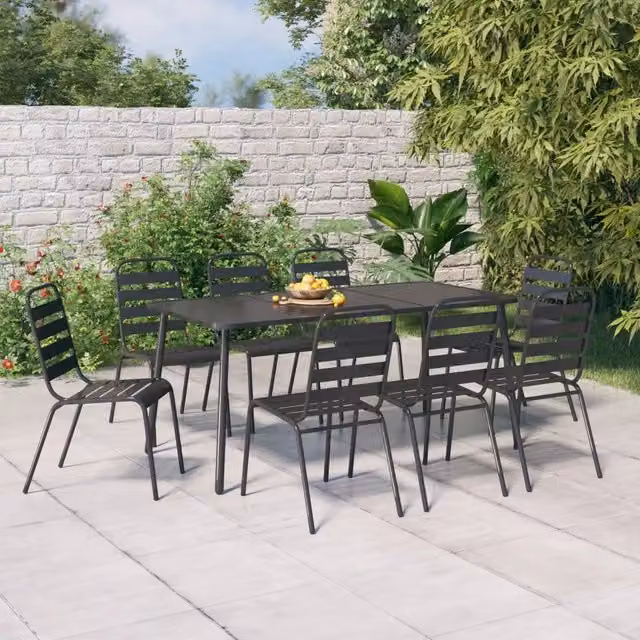 Set da pranzo da giardino vidaXL in acciaio antracite opaco, 9 pezzi