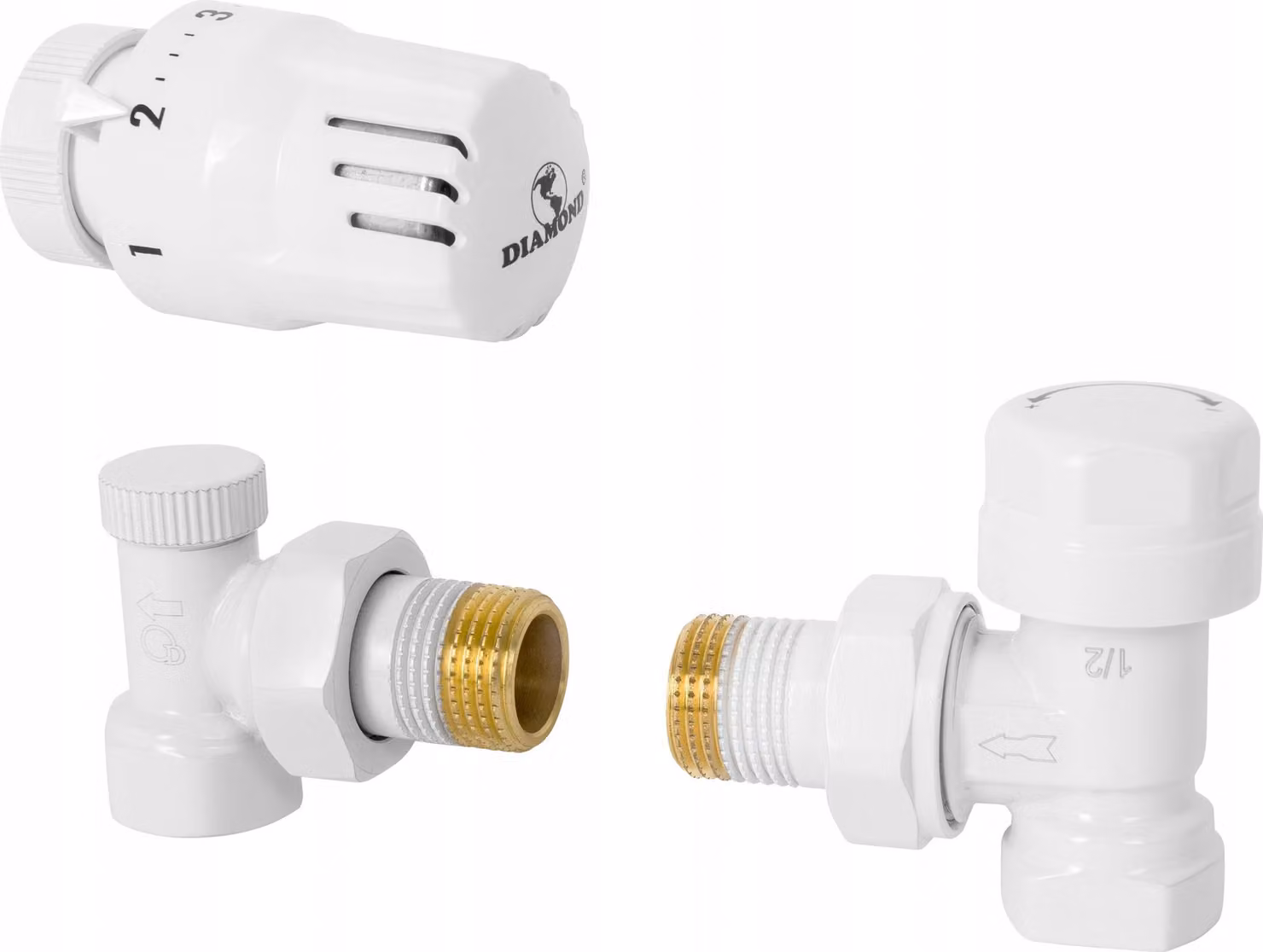 Set di termostati angolari, bianco, 1/2