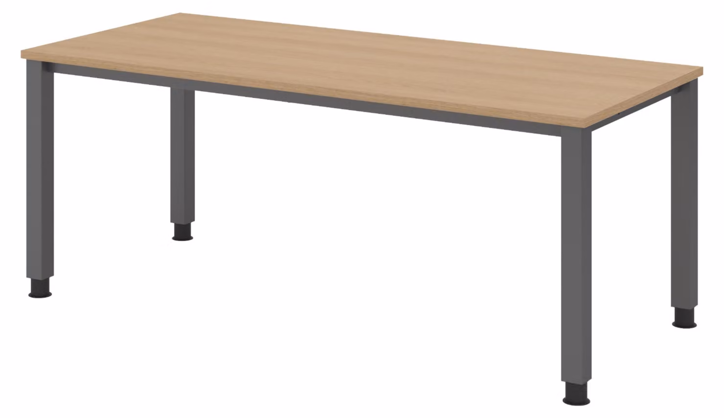 Scrivania bümö Serie Q - Struttura: grafite, Dimensioni: 180 x 80 cm, Finitura: rovere