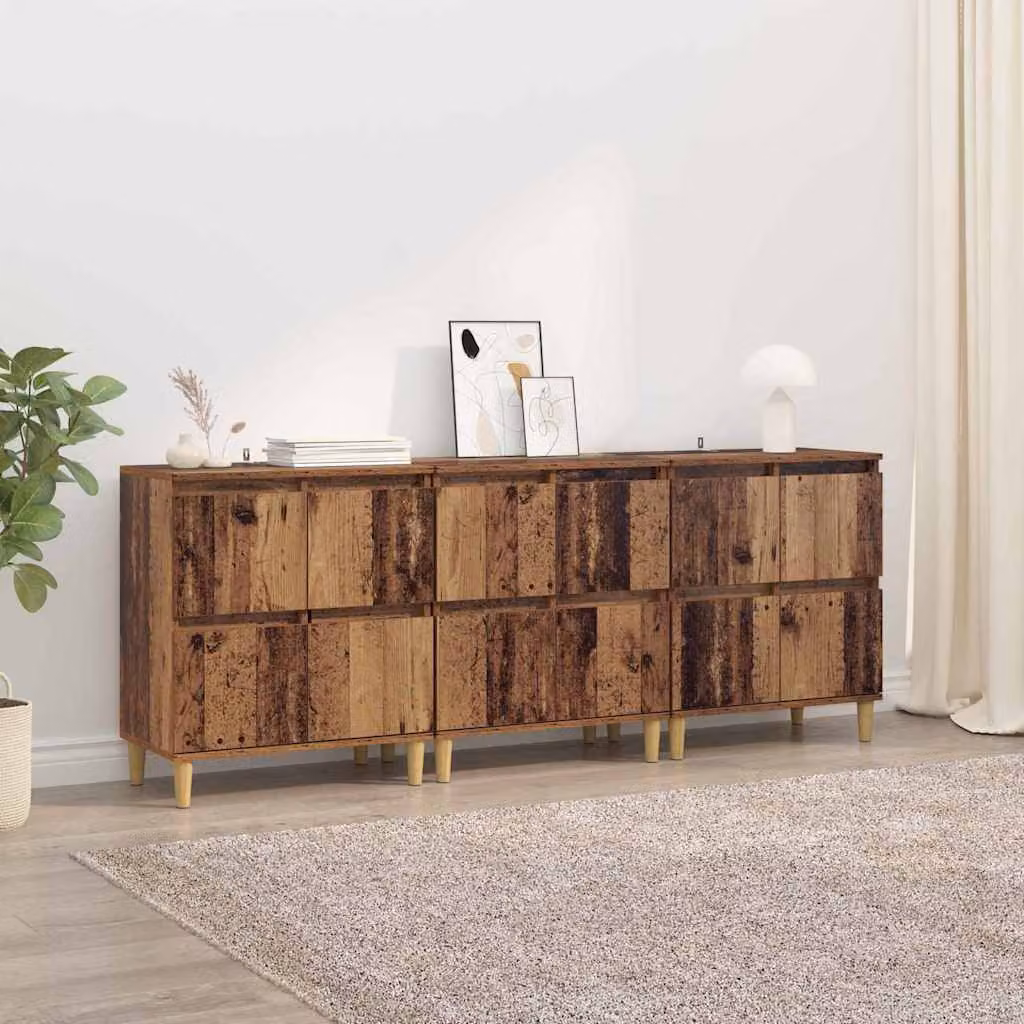 Set di 3 sideboard vidaXL in legno effetto antico marrone L: 60 cm, P: 35 cm, H: 70 cm