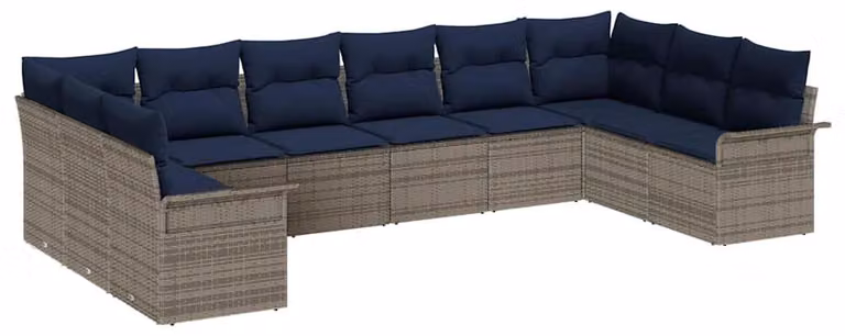 Set Divano da Giardino 10 pcs Grigio chiaro polyrattan