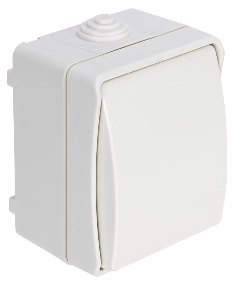 Interruttore DEBFLEX IP54 impermeabile per installazione a vista, bianco