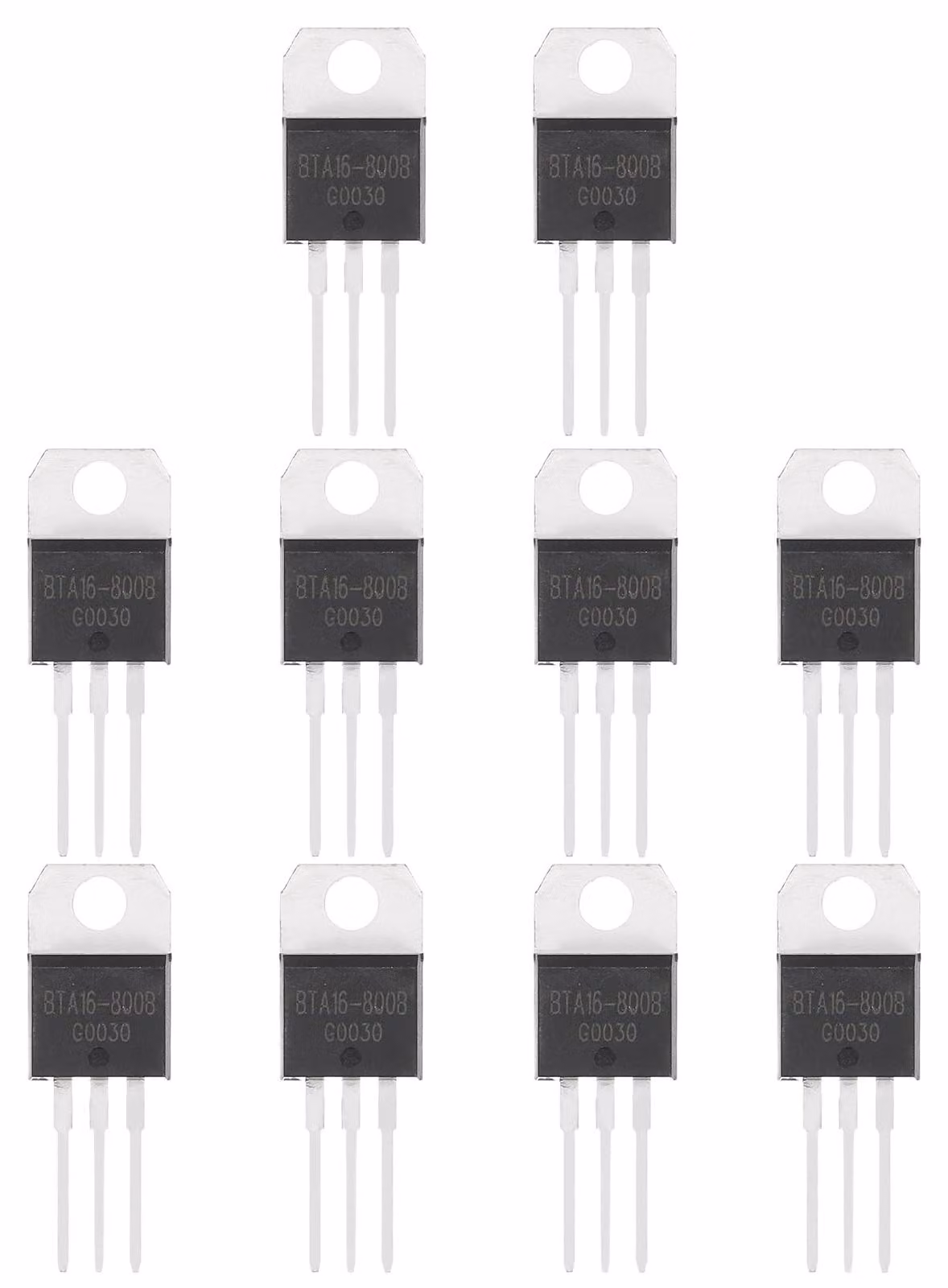 Tiristore bidirezionale BTA16-800B, confezione da 10 pezzi, involucro TO-220, 800V, 16A