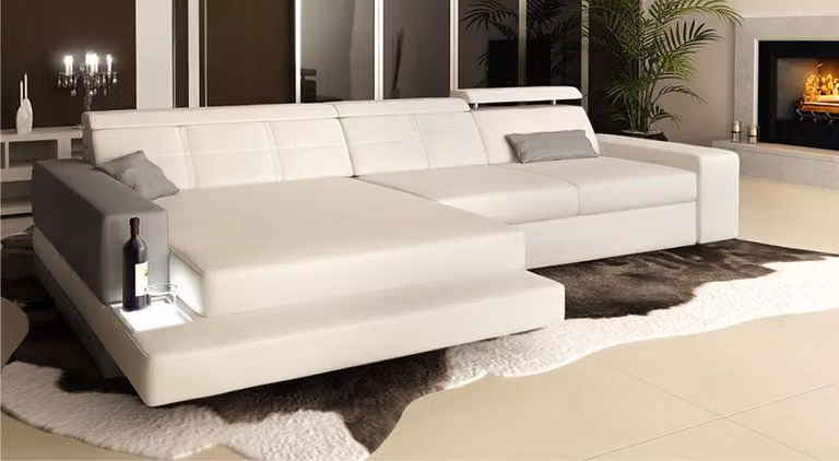 Eck L-Form Textil Sofa Design Ledersofa Ecksofa Polster Eck Couch Sitz Couchen