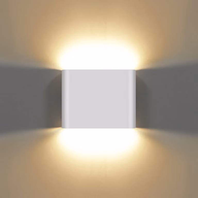 Lampada a LED da parete, 6W, luce direzionale verso l'alto e verso il basso, grado di protezione IP65 (resistente all'acqua), alluminio bianco, temperatura di colore 3000K