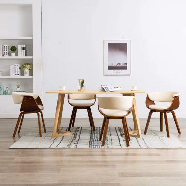 vidaXL Sedie da pranzo 4 pz. Legno curvato crema e Pelle finta - Sedia da sala da pranzo - Sedie da sala da pranzo - Sedia - Sedie