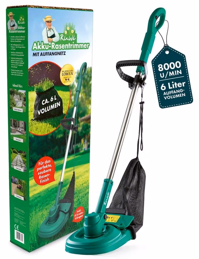 Tagliabordi a batteria Ruwi con contenitore di raccolta 12V