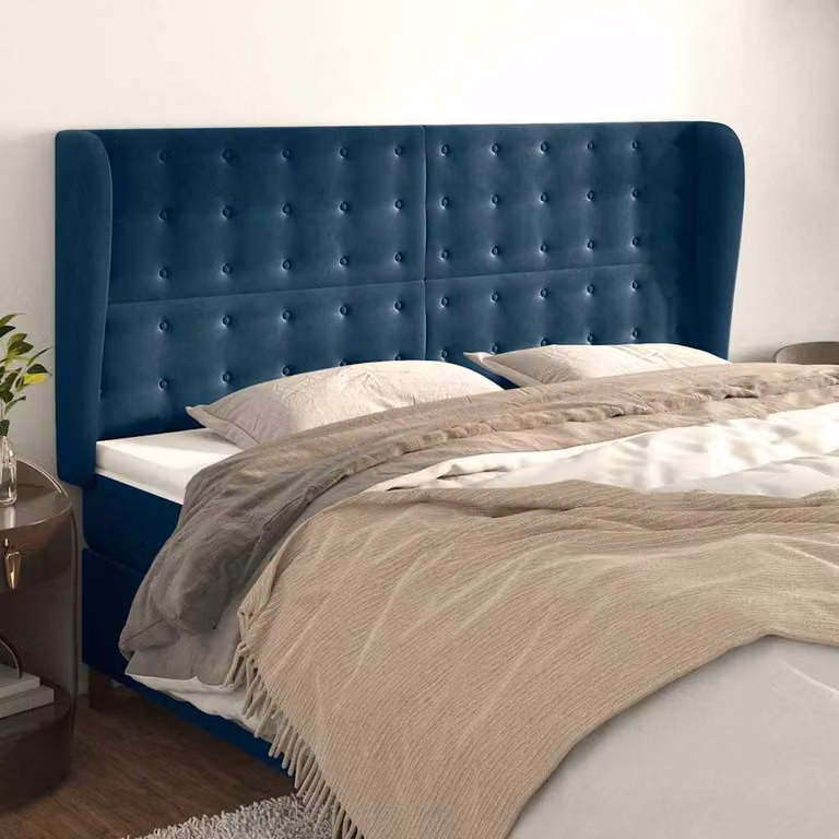 vidaXL Testiera ad Orecchio in Velluto Blu, L: 163 cm, P: 23 cm, H: 118/128 cm