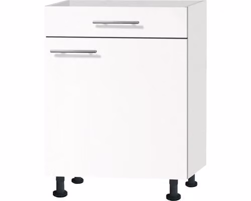 Mobile base Optifit con cassetto e anta a battente Bengt932 LxPxA 60 x 58,4 x 87 cm bianco opaco, smontato, battuta reversibile, KF