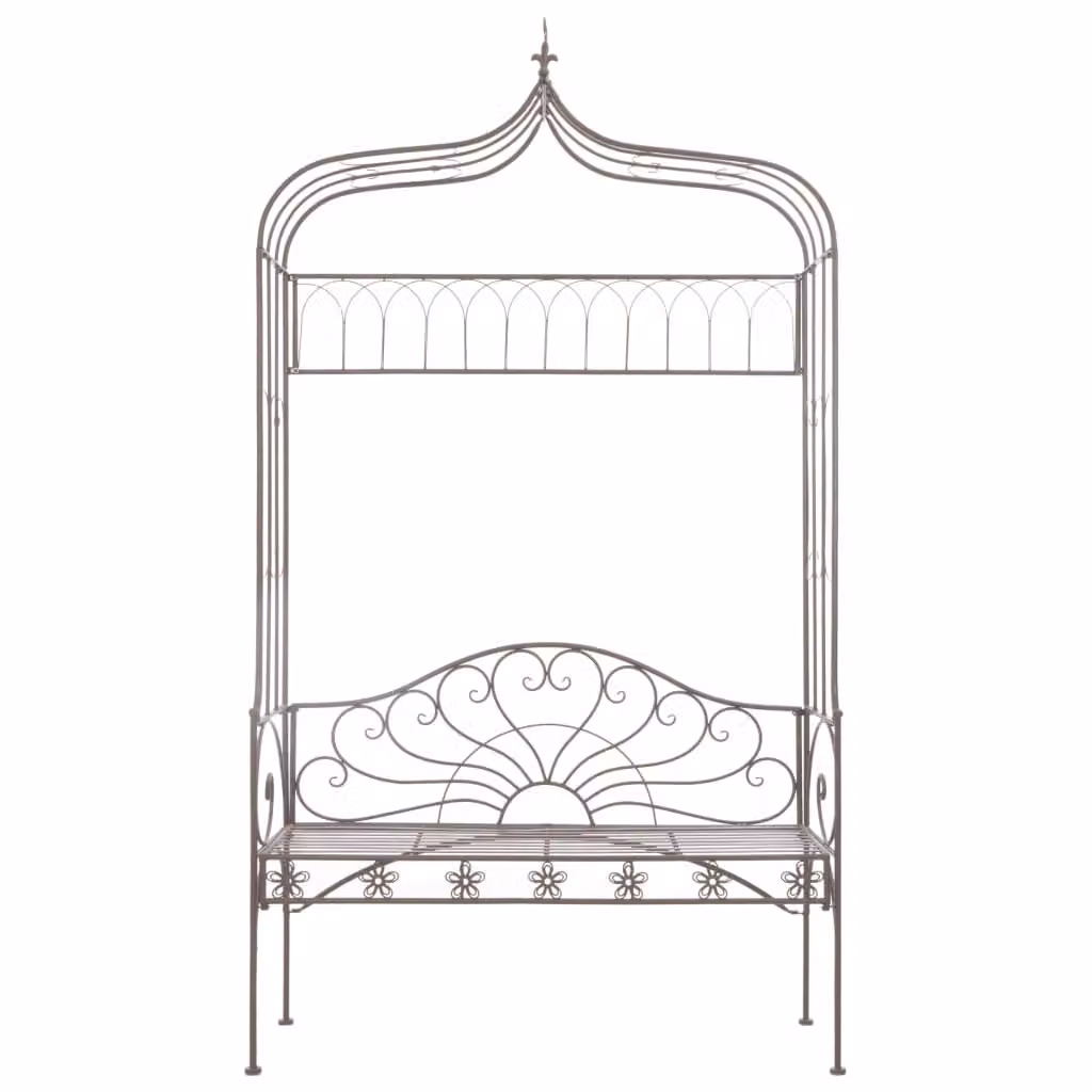 Panchina da giardino 122 cm in ferro marrone antico