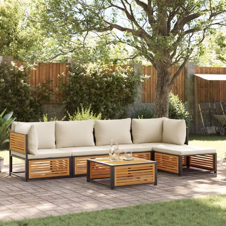 Maison Exclusive - Set da giardino 6 pezzi con cuscini in legno massello di acacia