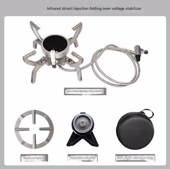Piastra a infrarossi portatile a forma divisa, barbecue da campeggio portatile, bollitore da tè portatile.